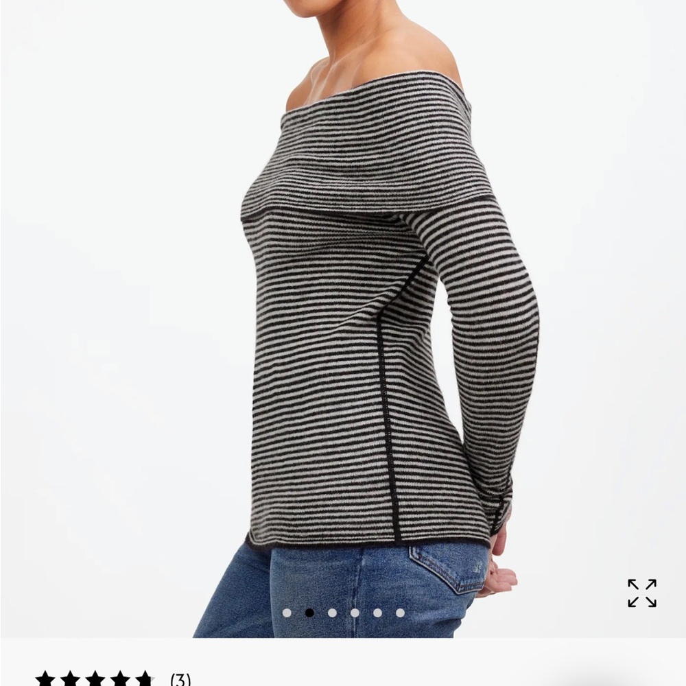 Madewell lightweight alpaca blend luxe off the shoulder stylish striped sweater